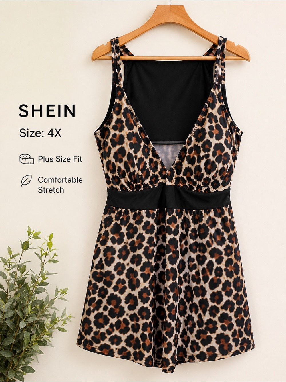 Leopard Print women’s 2-Piece Swimwear with Black Accents